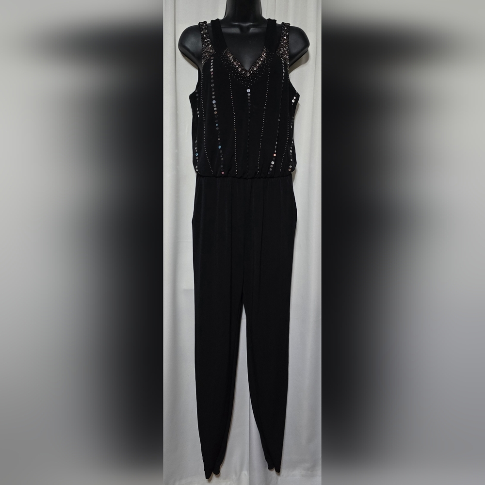 Nicole Miller New York Women’s Black Jumpsuit W/ Sequins w/ Pockets Size Small